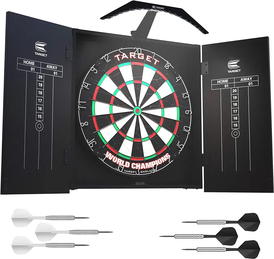 Target Darts Arc Dartboard Verlichting Systeem Home Cabinet Set - Inclusief Wereldkampioenen Dartboard en 2 Sets Darts tweedehands  