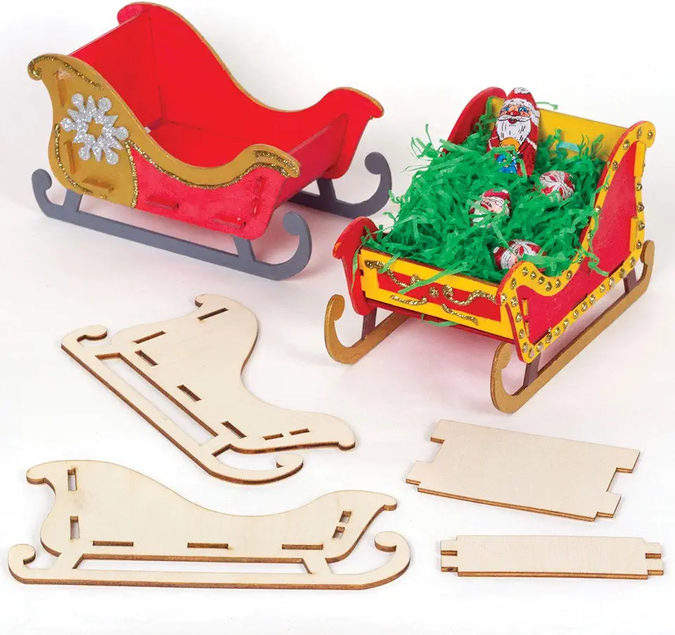 Baker Ross AT286 houten slee knutselsets - pakket van 5, kerstkunstactiviteiten voor kinderen om te maken, te versieren en weer te geven, meerkleurig, gebruikt tweedehands  