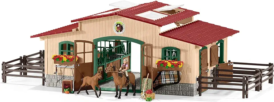 Schleich 42195, paardenstal met paarden en accessoires, 83 x 26 x 39 cm tweedehands  