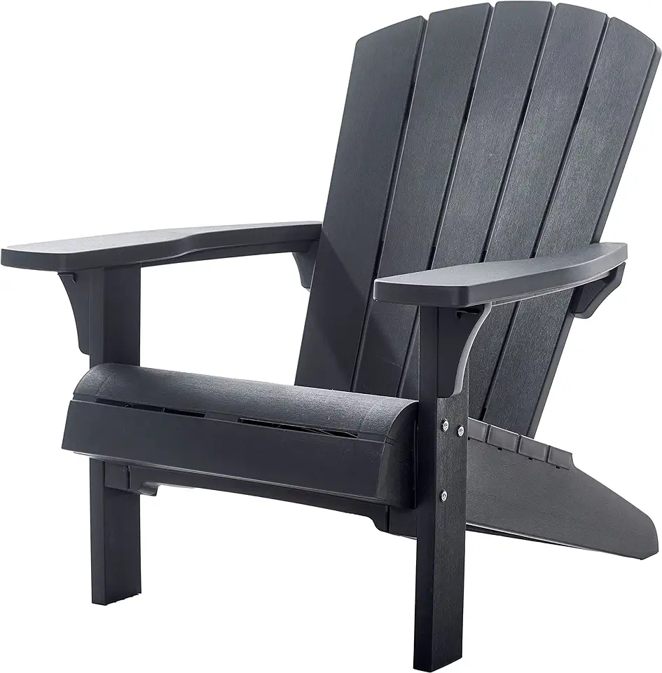 Troy Adirondack Chair, tuinstoel van kunststof, grijs, weerbestendig, Amerikaans designklassiek, voor tuin, terras en balkon, 93 x 81 x 96,5 cm tweedehands  