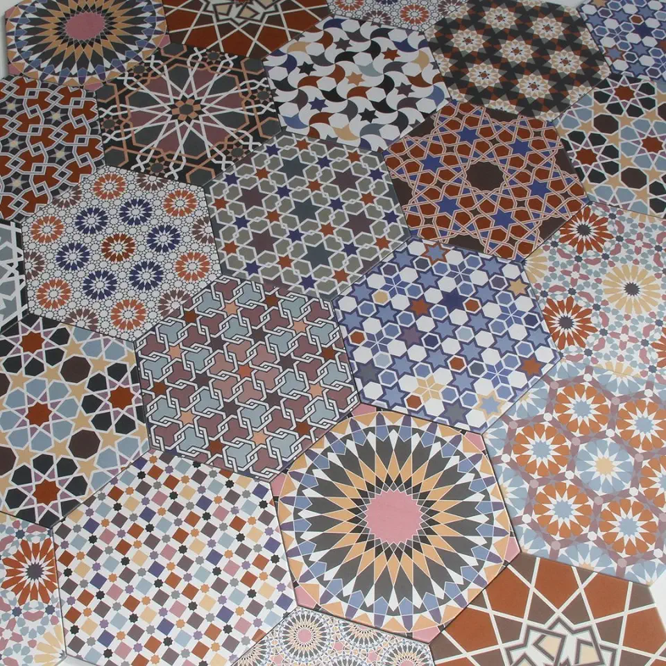 Casa Moro Marokkaanse keramische tegels chakib patchwork tegels 32,8 x 28,5 cm zeshoekig bont van steengoed | Mooie oosterse decoratie voor badkamer hal keuken & keukenachterwand | FL6020 tweedehands  
