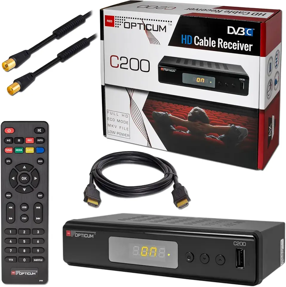 Kabelontvanger kabelontvanger DVB-C HB-DIGITAL SET: Opticum HD C200 ontvanger voor digitale kabeltelevisie (HDMI, SCART, USB) 1 m HDTV antennekabel met mantelstroomfilter zwart + HDMI-kabel tweedehands  