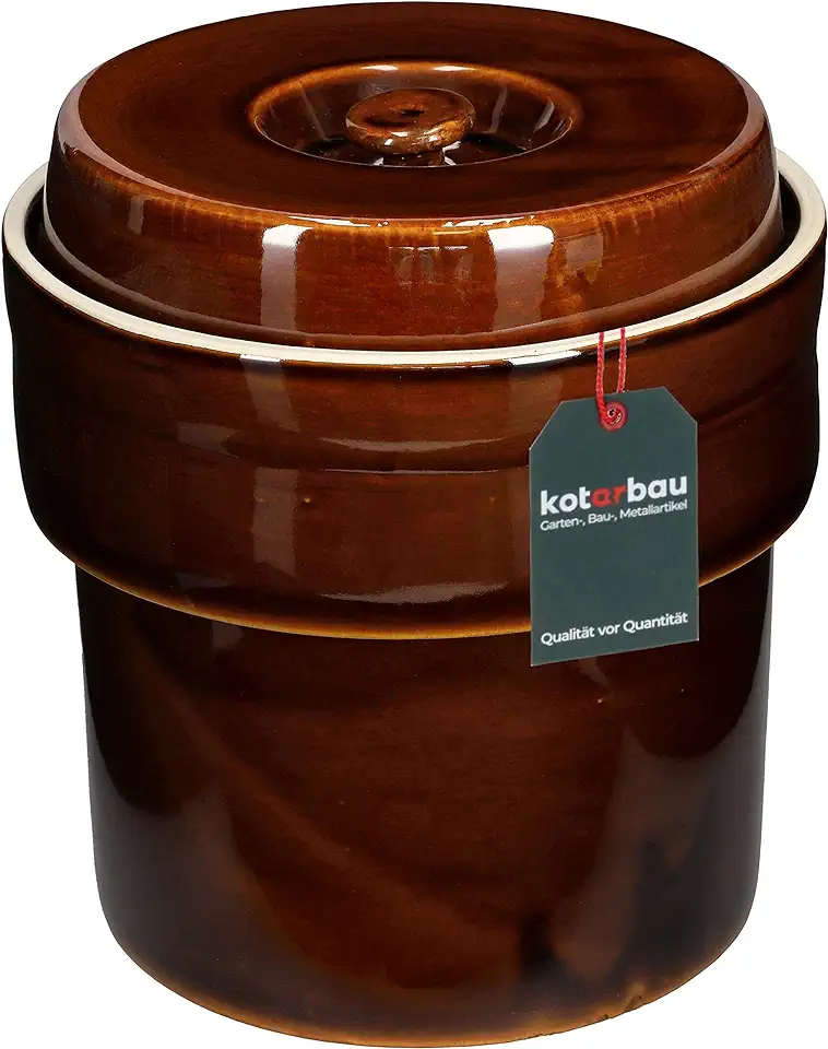 KOTARBAU® Keramische pot met hermetisch afsluitbaar met deksel Steengoed pot zuurkoolpot 5L tweedehands  
