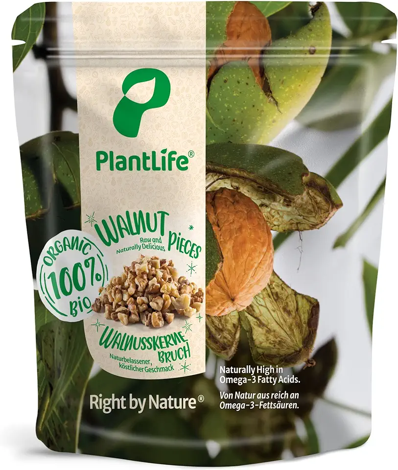 Gebruikt, PlantLife BIO gebroken walnotenpitten 1kg - Rauwe, in het wild verzamelde en natuurlijke walnoten - 100% recyclebaar tweedehands  