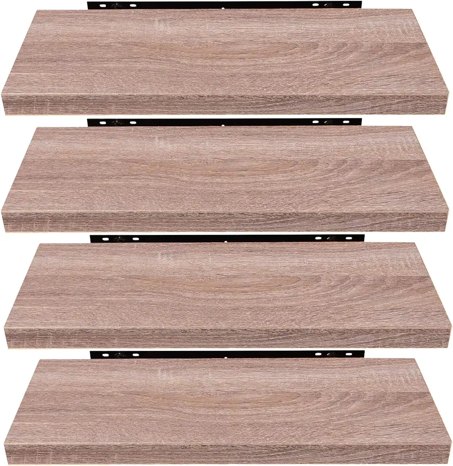EUGAD Wandplank Wandboard Set van 4 hangrekken houten plank Modern Sonoma eiken 40x22,9x3,8cm 0114QJ-4, gebruikt tweedehands  