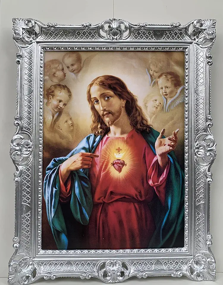 heilig hart van Jezus schilderij Jezus Christus Jezus afbeelding 90x70 heiligenbeelden christelijke Jezus foto's woonkamer beeld ingelijst schilderij antieke muurschildering, gebruikt tweedehands  