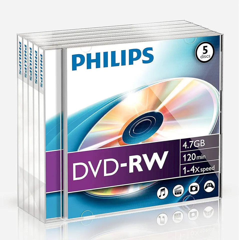 Philips PHOV-RW4754JC lege dvd-rw mediabox 5 stuks, verpakking kan variëren tweedehands  