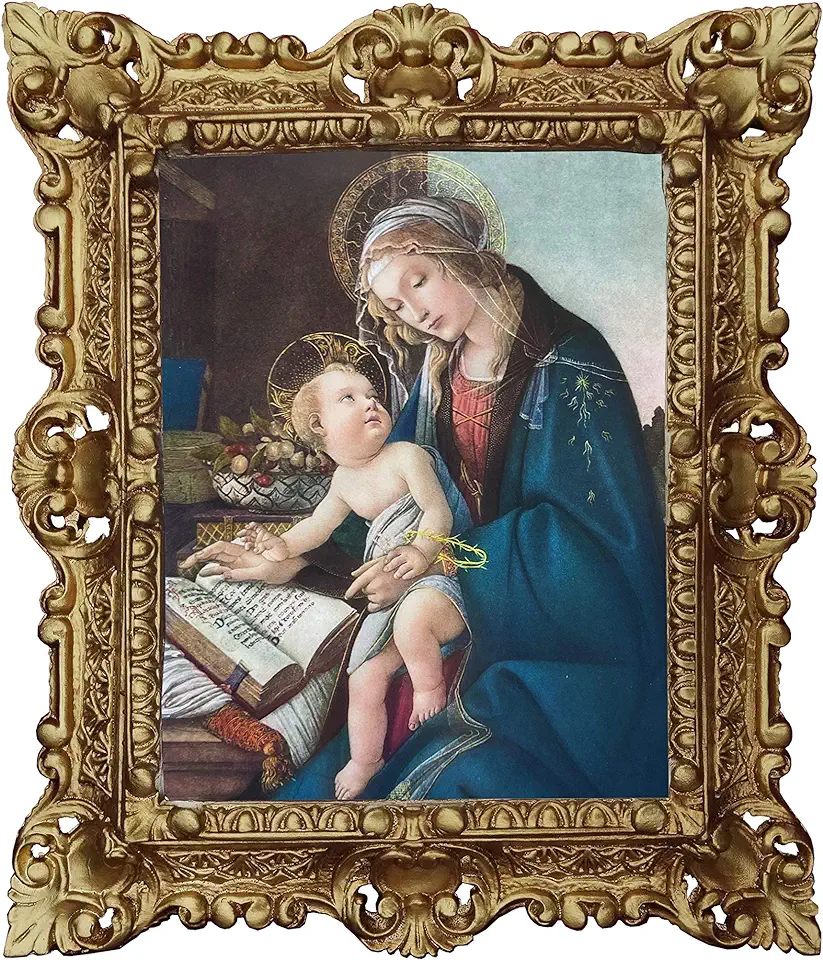 Wandfoto La vergine Col Bambino Gesu heiligenbeeld beeld barokframe 45x38 cm tweedehands  