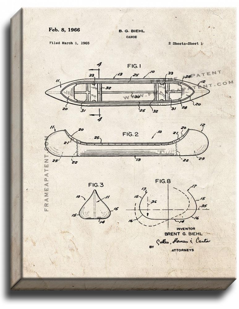 Canoe patent print for sale  USA