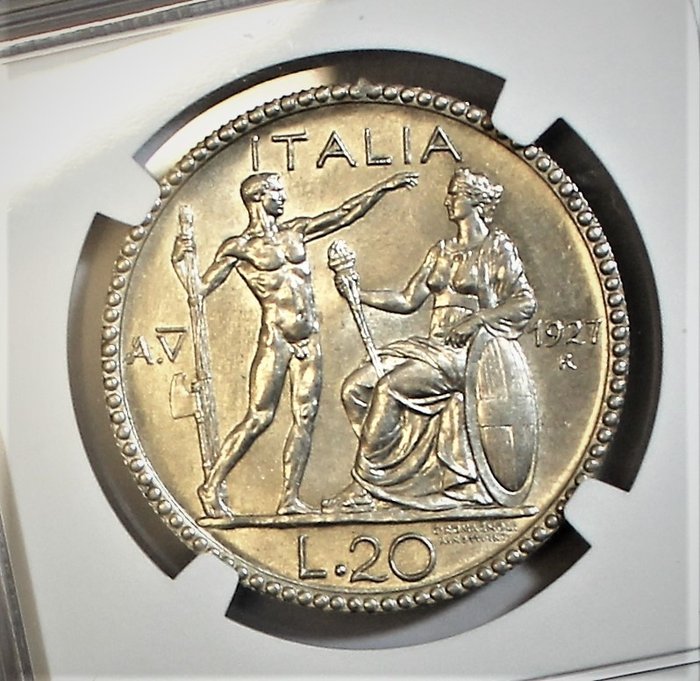 Italia, Regno d’Italia. Vittorio Emanuele III di Savoia (1900-1946). 20 Lire 1927 Anno usato  