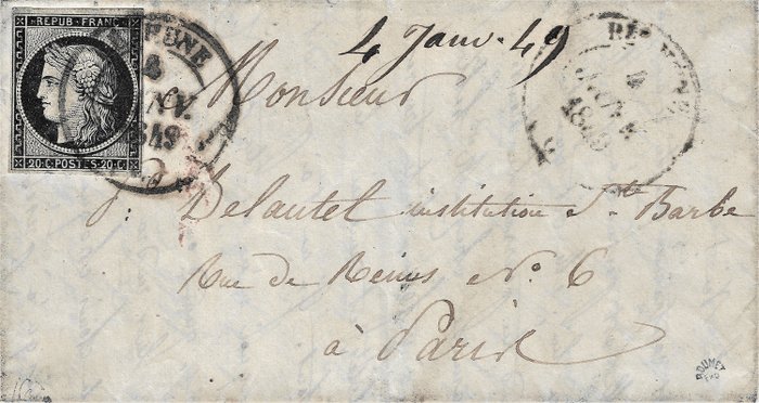 1849 centimes black d'occasion  