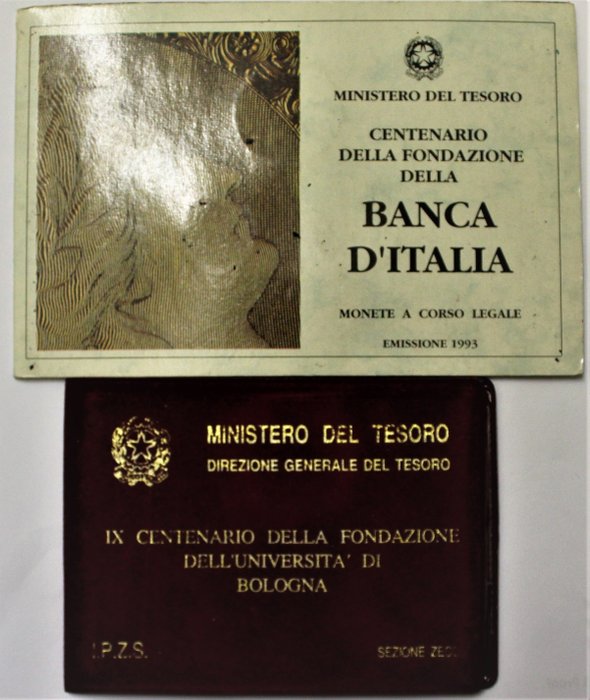Italia, Repubblica Italiana. Trittici 100/200/500 lire  1988 - 1993 Università di bologna usato  