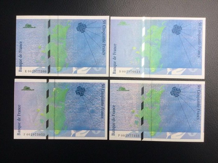 Francia - 4 x 50 Francs SAINT-EXUPÉRY - Error note-test note - ND (1992) - Fayette 72-01T, usato usato  