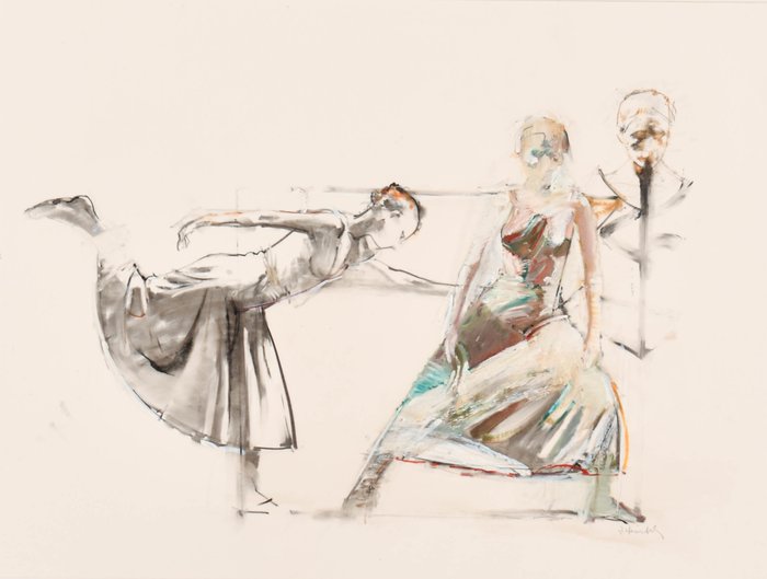 Usato, Robert Heindel (1938-2005) - Ballerina's aan ballet barre Arte moderna e contemporanea usato  