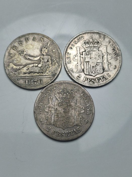 Reino de España. 1 + 2 + 2000 Pesetas 1869/1995 (11 monedas) segunda mano  
