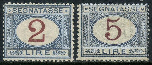 Italia 1903 - Segnatasse 2 e 5 lire, serie di 2 valori. Certificato. - Sassone T 29/30 usato  