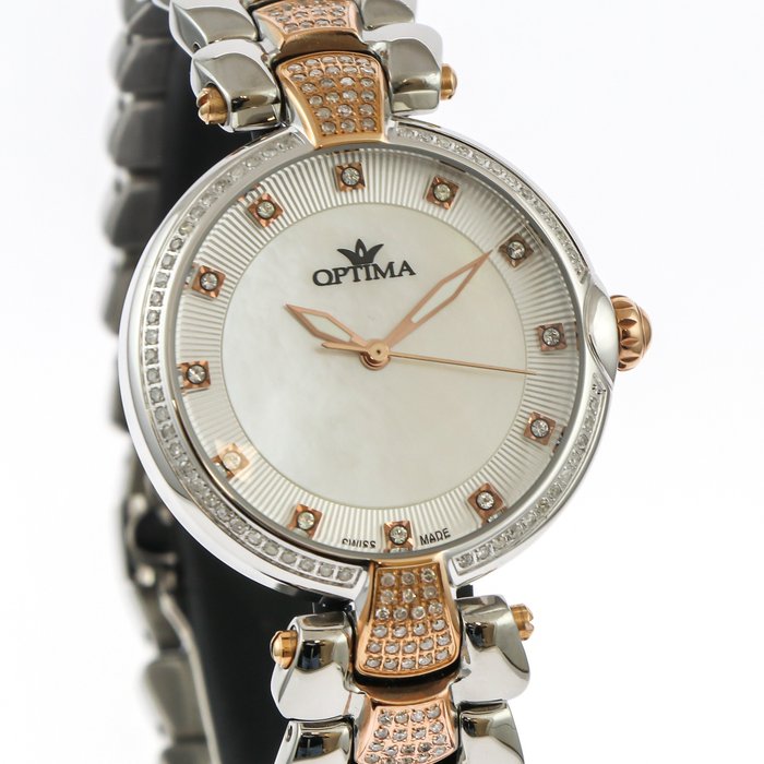 Optima - Swiss diamond watch - OSL411-SR-D-7 - Black bracelet "NO RESERVE PRICE" - Donna usato  