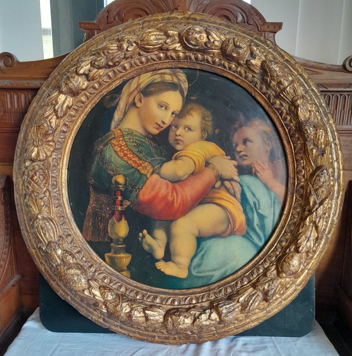 Stupendo antico quadro con cornice - 77 cm (1) - Barocco - Legno, Oleografia Oggetti decorativi usato  
