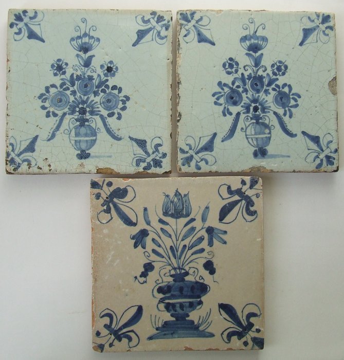 3 pezzi di piastrelle per vasi di fiori impeccabili - Terracotta Antiquariato Oggetti usato  