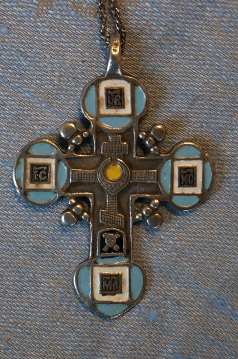 Silver enamel cross for sale  