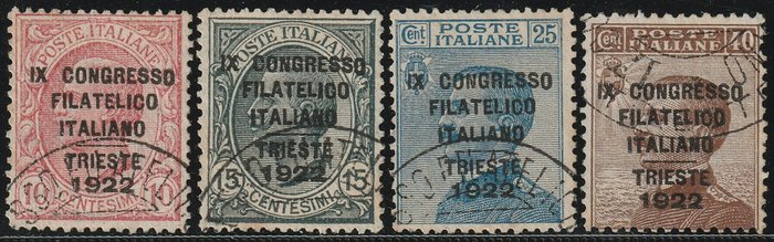 Italia Regno 1922 - 9° Congresso Filatelico di Trieste Serie Completa centrata usata rara usato  