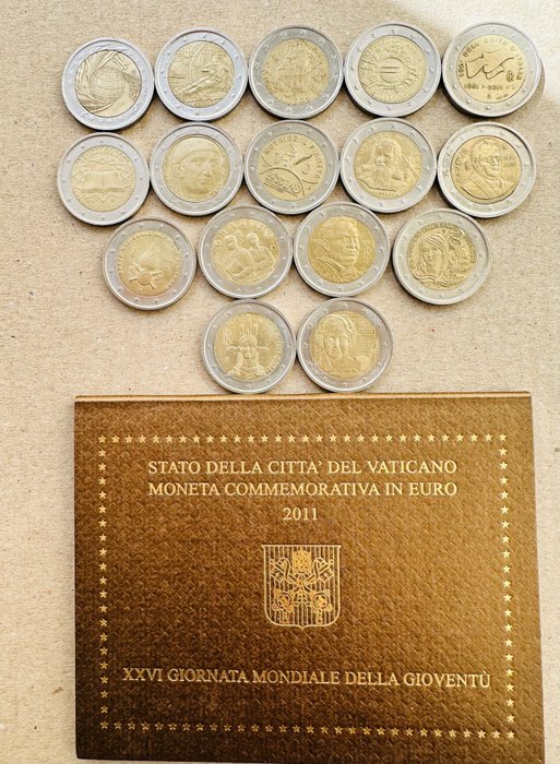 Italia, Vaticano. 2 Euro 2004/2022.  (17 monete ) Monete dal mondo Monete euro usato  