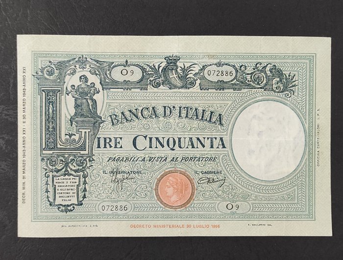 Usato, Italia - 50 Lire 31/03/1943 Barbetti Grande "C" (Fascio) - Gigante BI 9A Banconote Banconote usato  