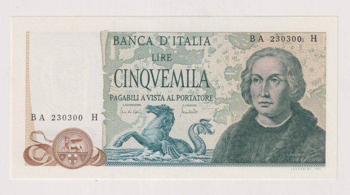 Italy 5.000 lire usato  