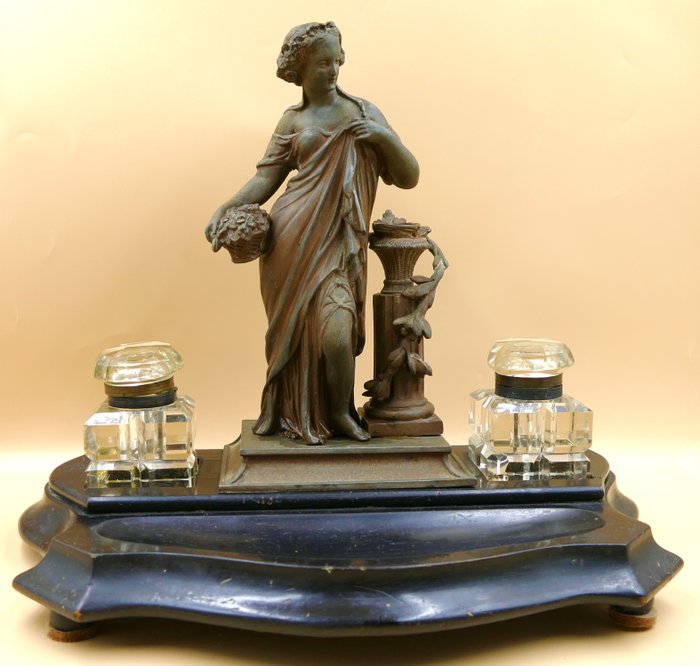 Inkwell glass spelter for sale  