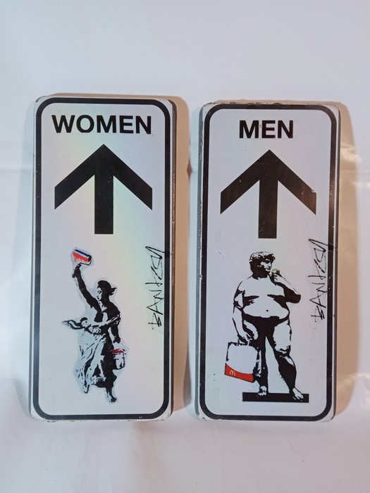 Banksy cartello toilette usato  