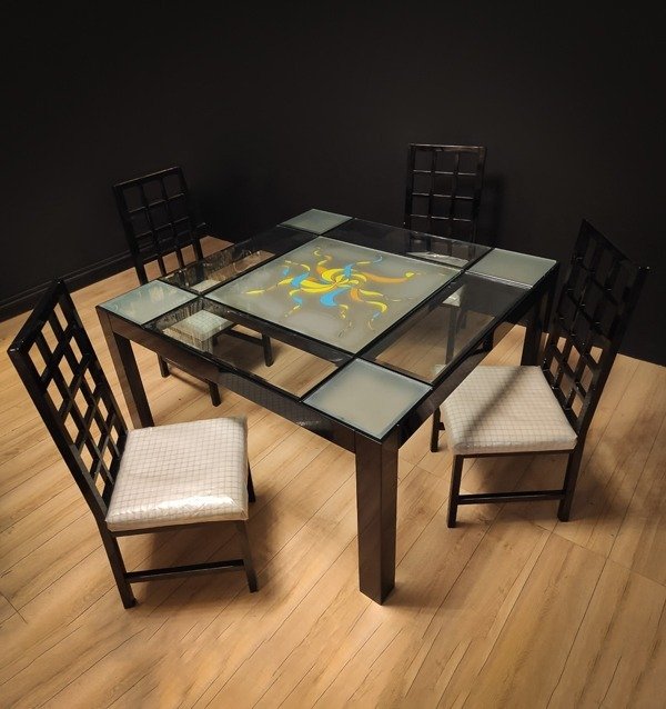 Table glass wood d'occasion  