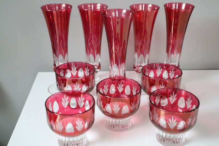 Champagne glass bohemian for sale  