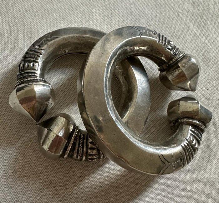 Pair bracelets silver for sale  