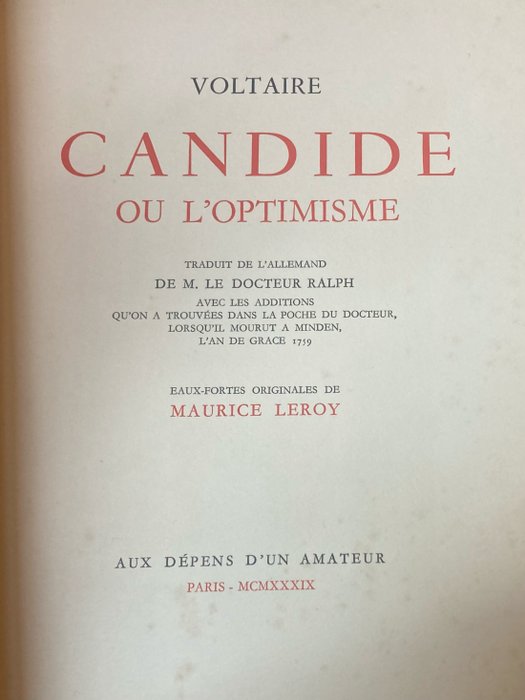 Voltaire maurice leroy d'occasion  