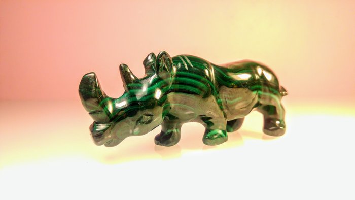 Malachite statue rhinoceros for sale  