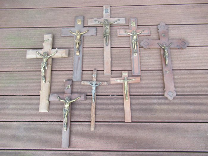 Crucifix wood brass for sale  