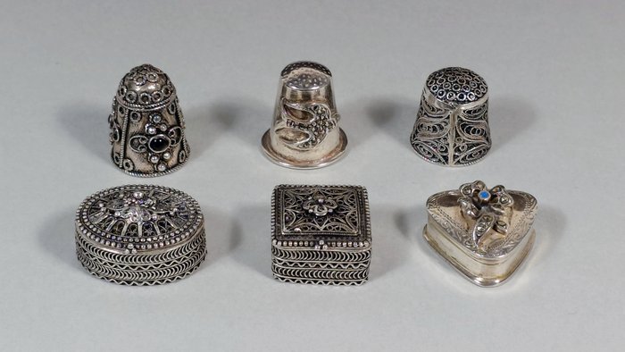 Boxes thimbles silver for sale  
