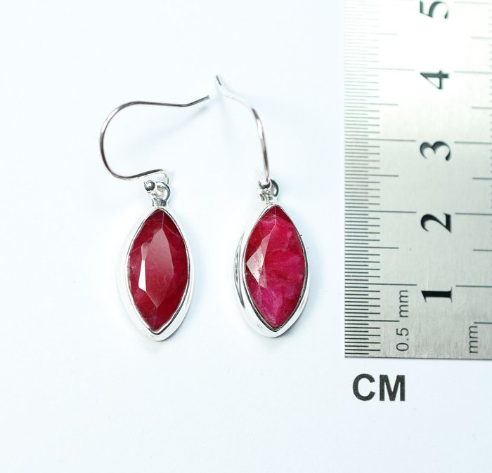Ruby earrings faceted for sale  
