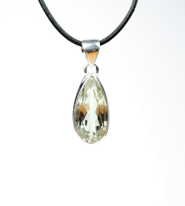 Prasiolite pendant faceted for sale  