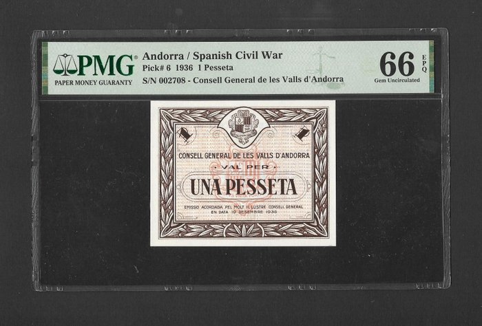 Andorra. peseta 1936 for sale  