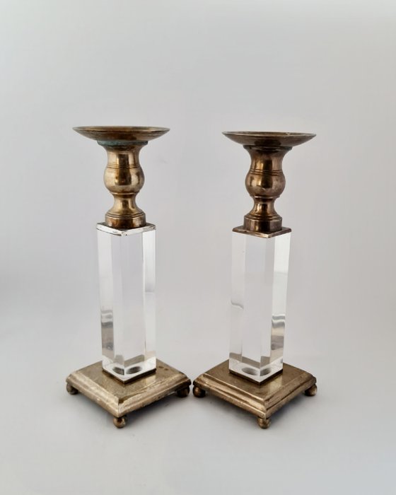 Candlestick pair silver for sale  