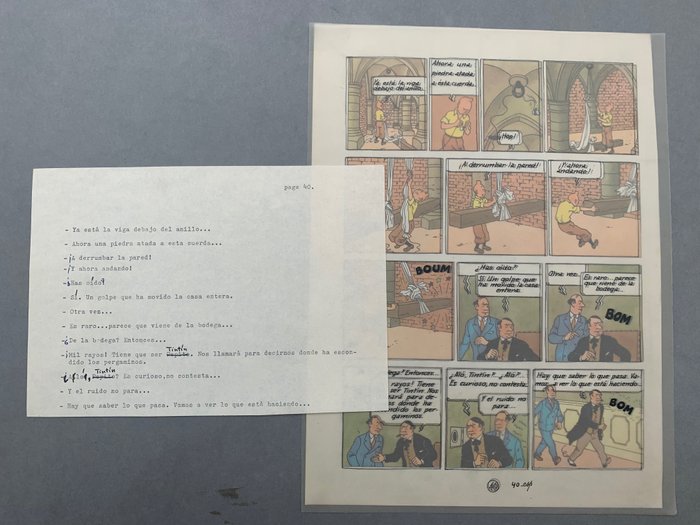 Hergé making page for sale  