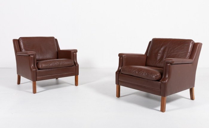 Armchair pair leather for sale  