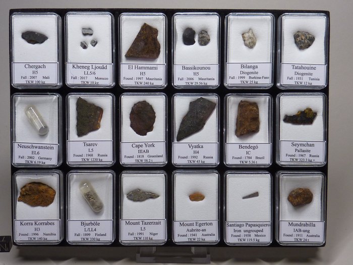 Different boxed meteorites for sale  