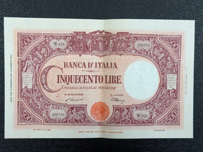Italy. 500 lire usato  