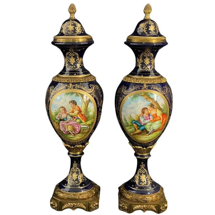 Lidded vase pair for sale  