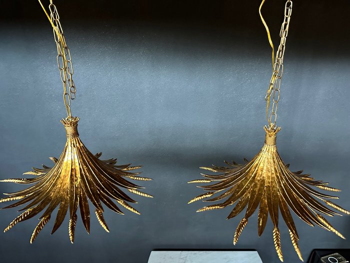 Chandelier pair golden for sale  
