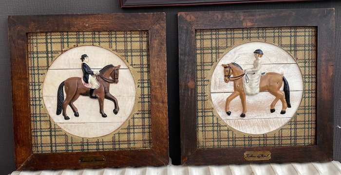 Figure diptych equestrian for sale  