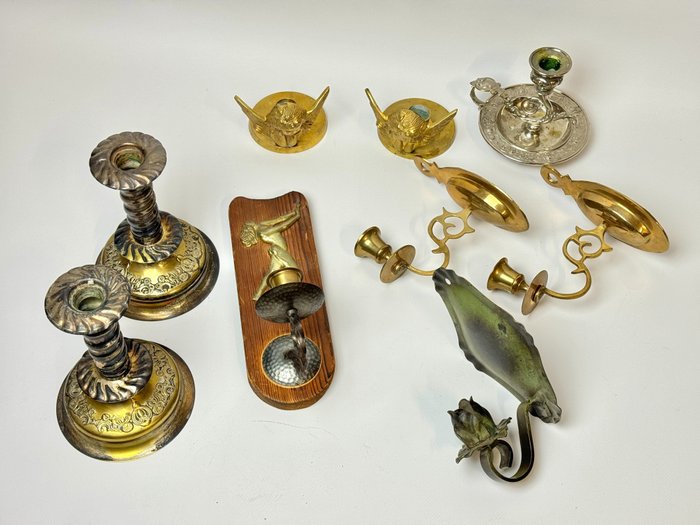 Candleholder brass silver for sale  