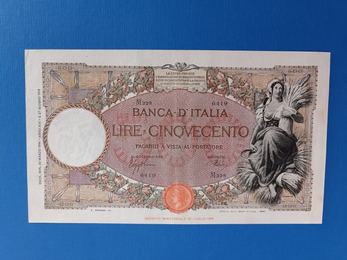 Italy. 500 lire usato  